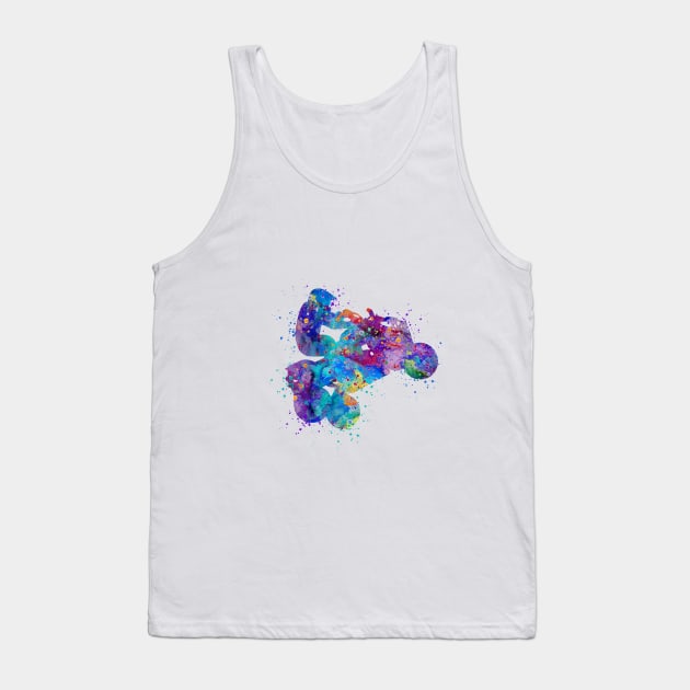 Four Wheeler Riding Boy Blue Purple Watercolor Silhouette Tank Top by LotusGifts